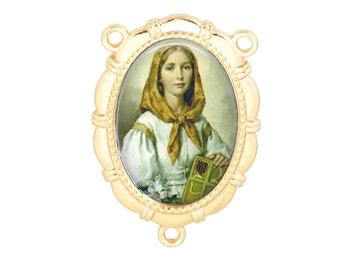 Centro del Rosario, Santa Dymphna, acabado en oro o plata.