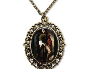 St Roch, Religious Medal, Saint Roch, Catholic Gift, San Rocco, Catholic Necklace,