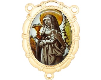 Rosary Center, St Odile, Gold or Silver Finish, Religious Gift, Catholic Saint, Catholic Gifts, Religious Gifts, Catholic Jewelry