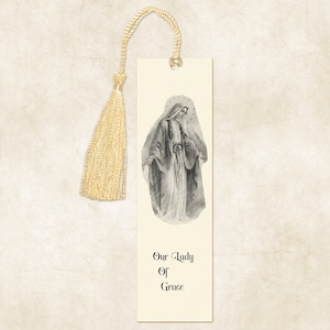Nuestra Señora de las Gracias, Marcador, Tarjeta de Oración, Virgen María, Regalos Católicos, Regalos Religiosos, Marcador Religioso,