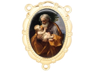 Rosary Center, St Joseph, Gold or Silver Finish, Christian Gifts, Catholic Gift, Catholic Jewelry,