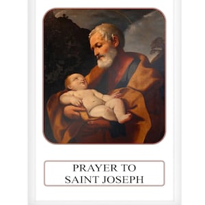 Saint Joseph, Prière pour la famille, Carte de prière, Cadeaux catholiques, Cadeaux chrétiens, Religieux, Prière catholique