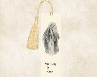 Our Lady of Grace, Bookmark, Prayer Card, Virgin Mary, Catholic Gifts, Religious Gifts, Religious Bookmark,