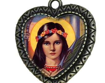 St. Philomena pendant, religious medal, Catholic gift, Catholic Jewellery Pendant,