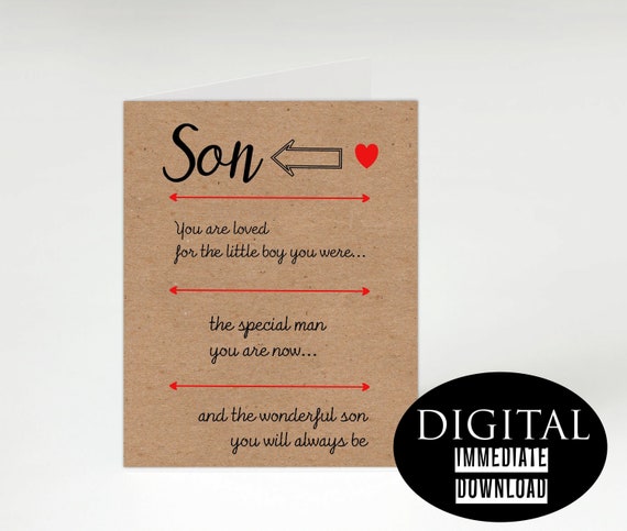 Son Birthday Cardprintable Cardinstant Download Birthday | Etsy
