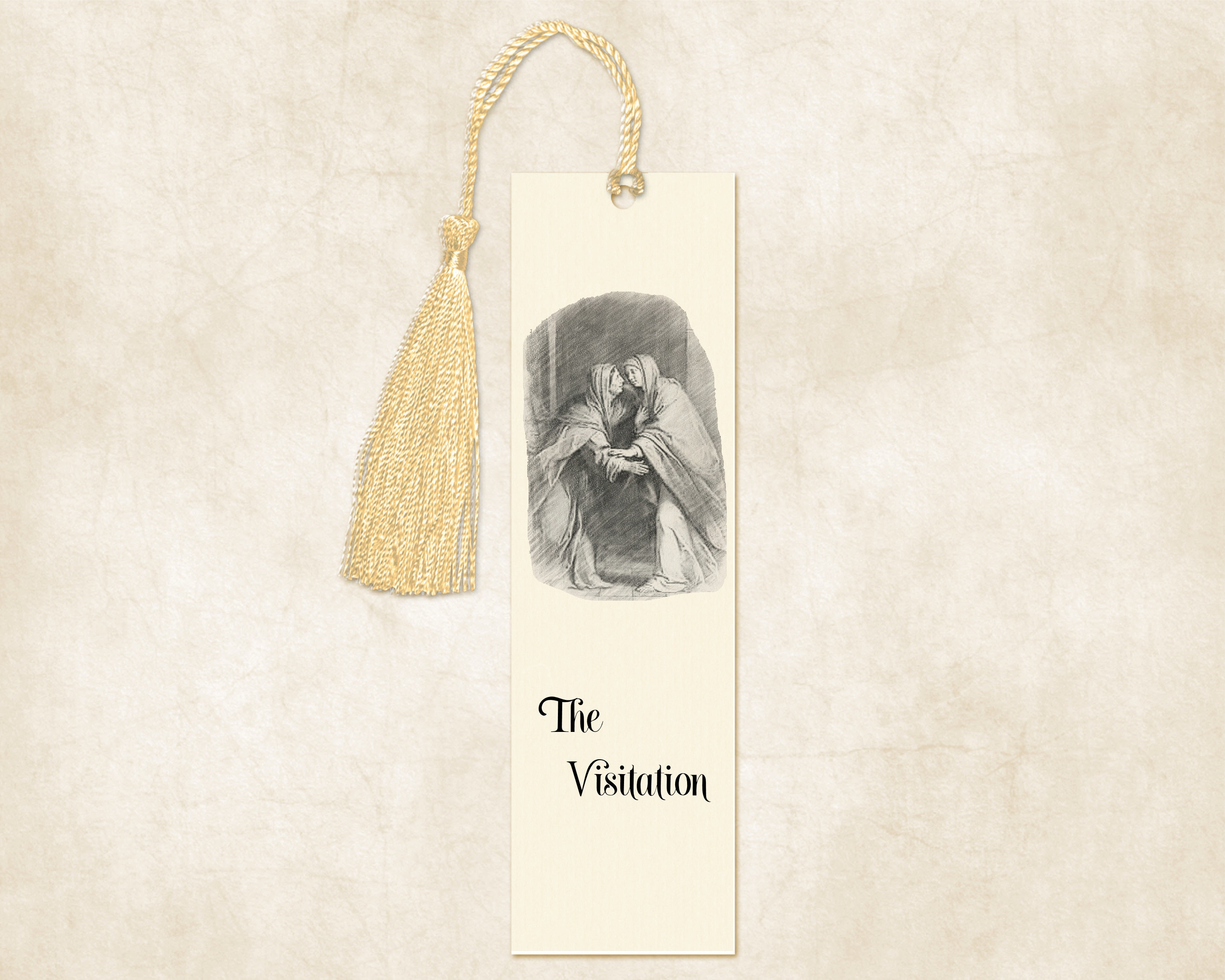 La Visitation, Elizabeth, Marie, Signet, Carte de Prière, Vierge Cadeaux Catholiques, Religieux, Sig