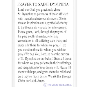 Saint Dymphna Prayer Card St Dymphna Saint Depression And Mental