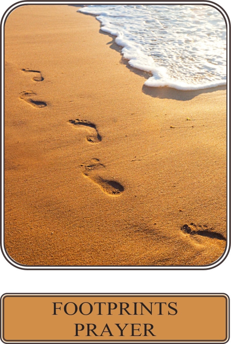 Footprints Prayer Card Footprints in the Sand Laminated Etsy