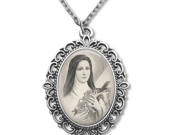 Saint Teresa, Theresa de Lisieux, The Little Flower, Religious Medal, St Teresa, St Theresa, Catholic Medal, Portrait Drawn, Religious Gifts