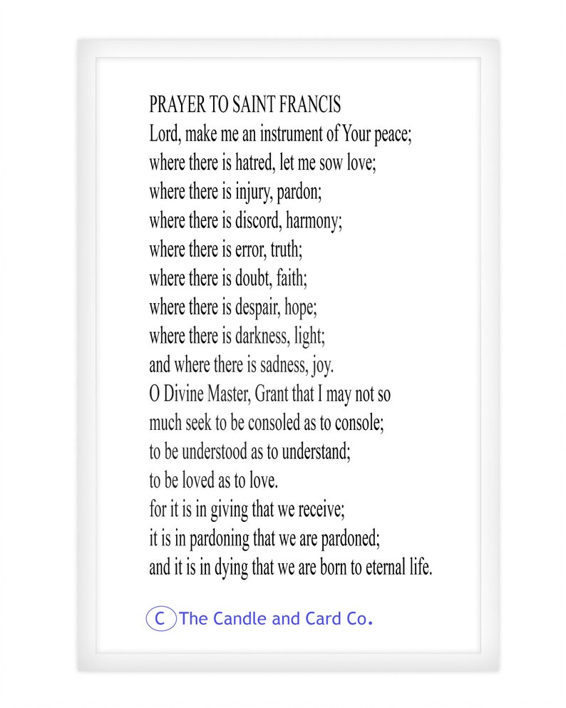 Saint Francis, Prayer Card, St Francis, Prayer Cards, Religious Gift ...