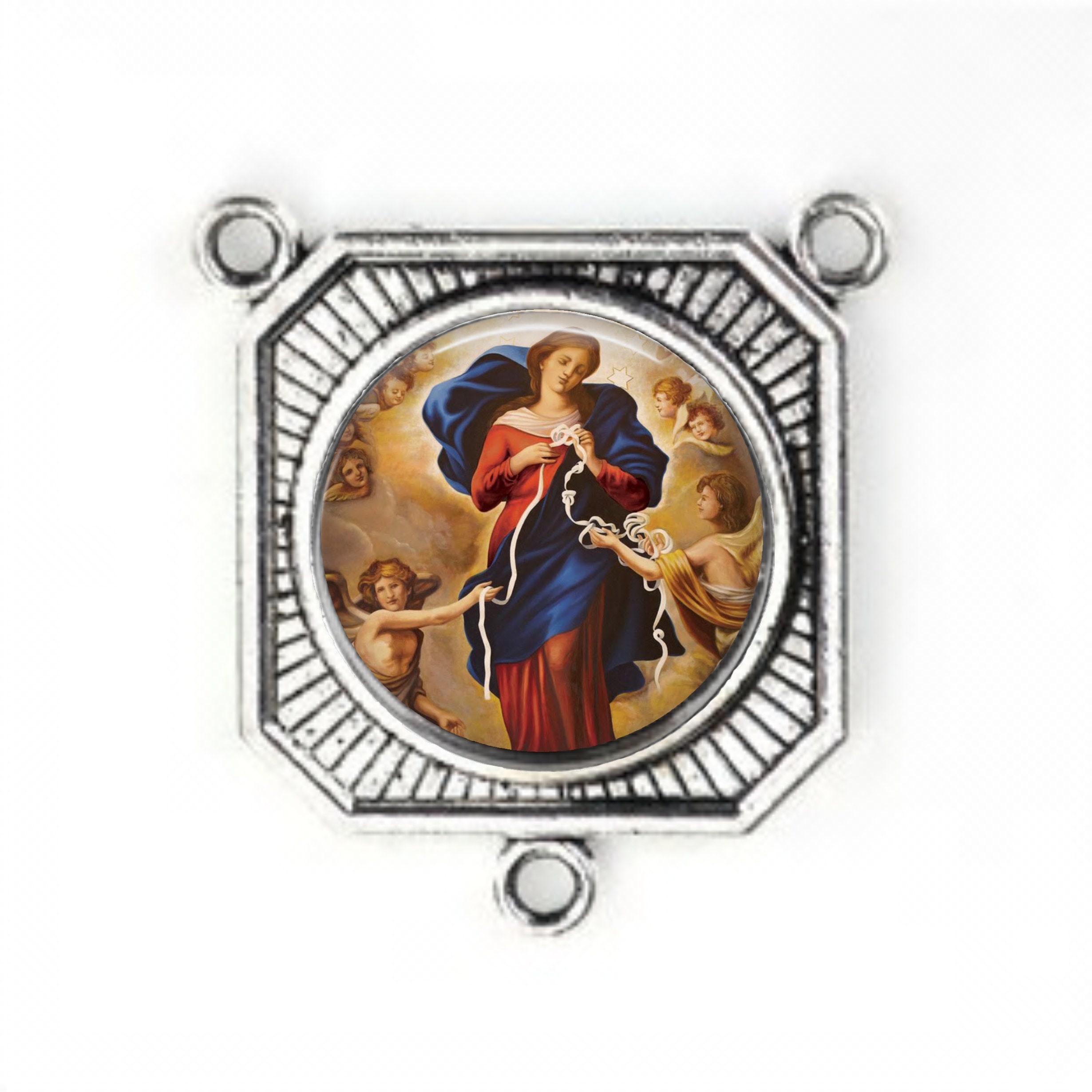 Rosary Center, Our Lady Untier, Undoer, Grand Rosaire Silver Finish, Parts,