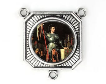 Rosary Center, St Joan of Arc, Large Rosary Centre, Silver Finish, Rosary Parts,