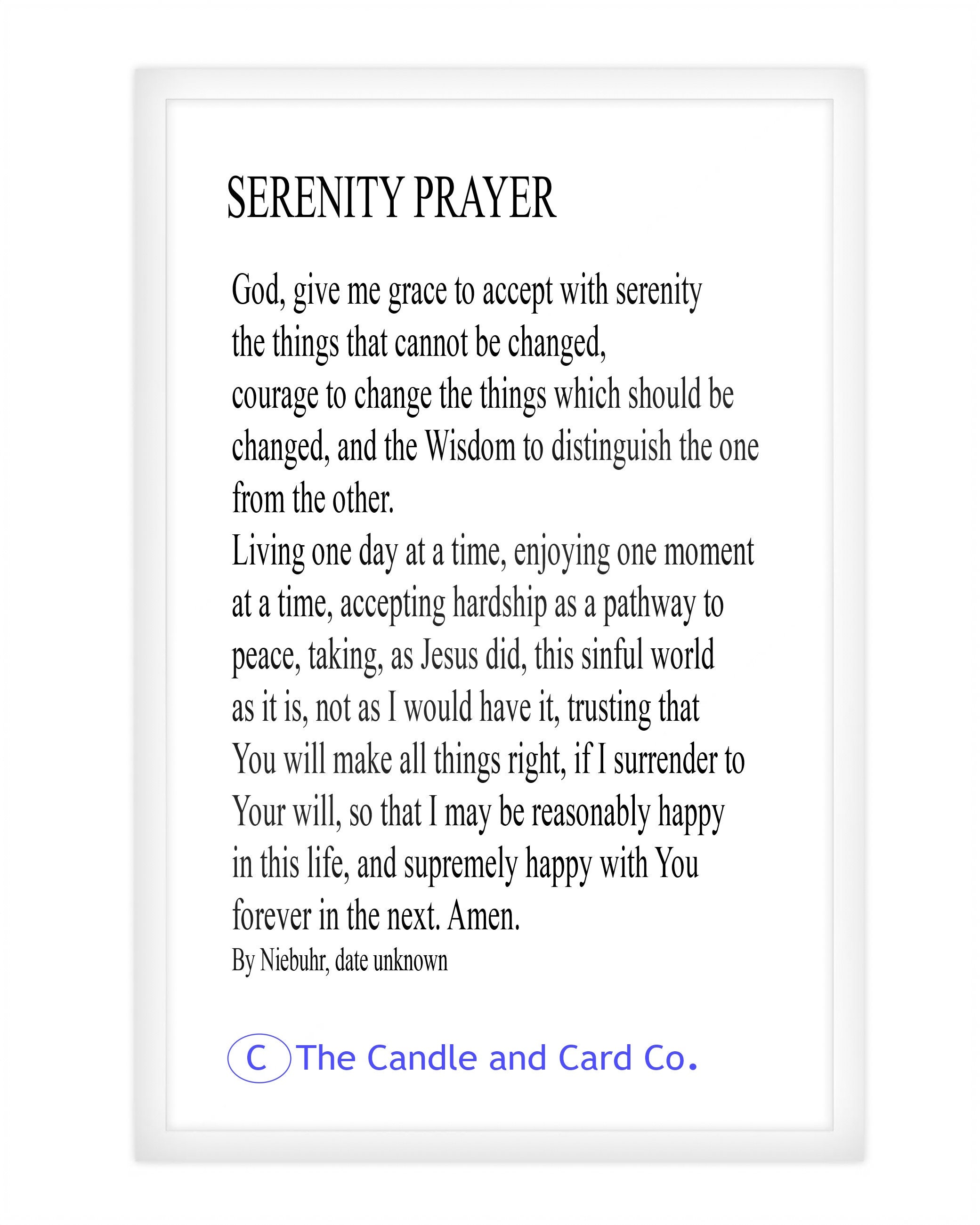 Serenity Prayer Religious Gift Prayer Card Catholic Prayer Etsy