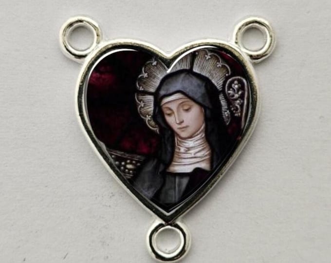 Featured listing image: Rosary Center Piece, Any Saint, Catholic Gift, Catholic Medal, Catholic Jewelry, Custom Option