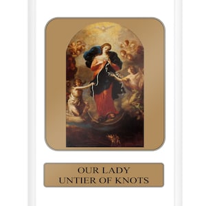 Madonna che scioglie i nodi, Immagine di preghiera, Madonna dei nodi, Dono cattolico, Maria che scioglie i nodi, Immagine di preghiera cattolica, Preghiera religiosa,