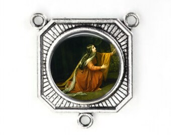 Rosary Center, Mary Magdalene, Large Rosary Centre, Silver Finish, Rosary Parts,