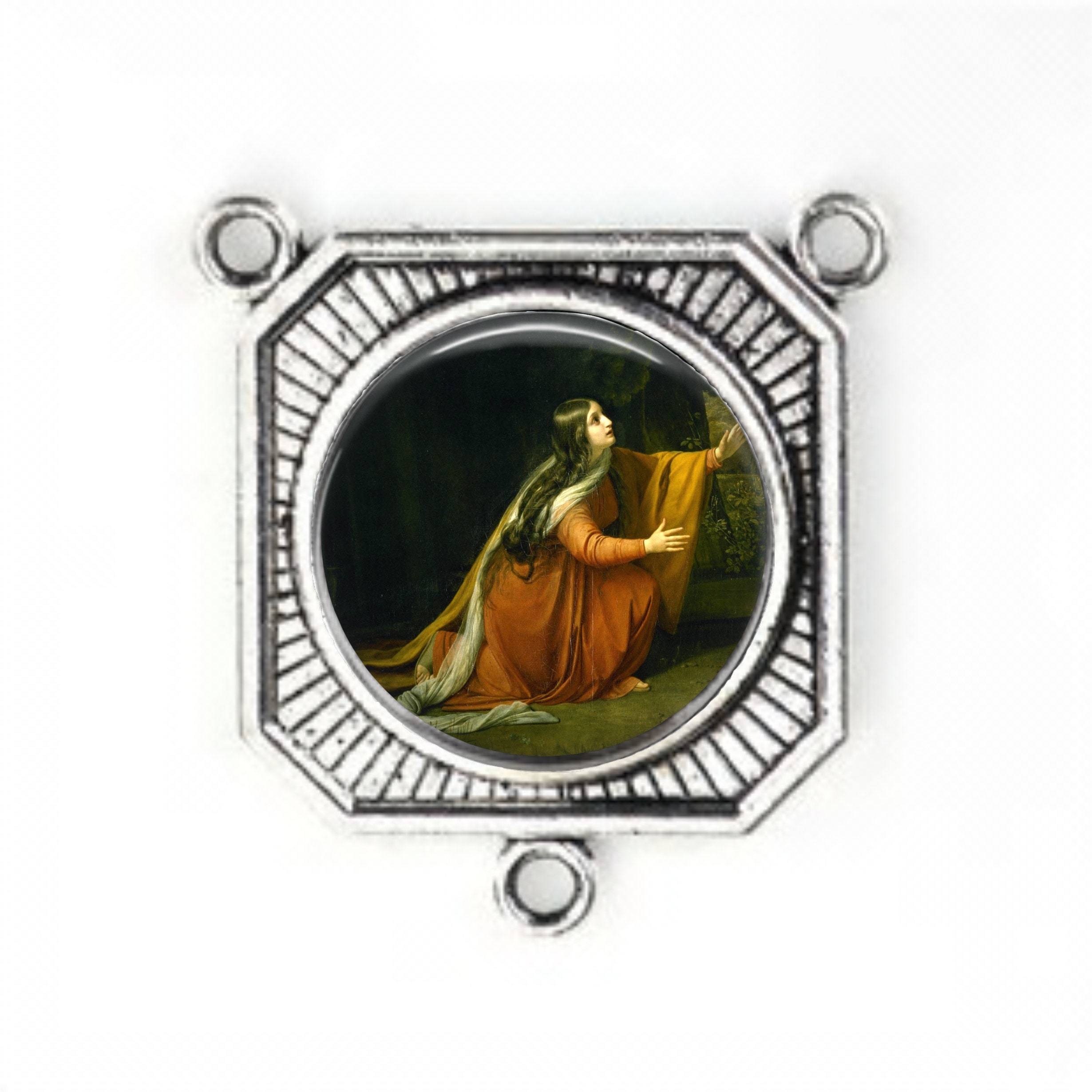 Centre Du Rosaire, Marie-Madeleine, Grand Centre Finition Argent, Pièces Rosaire,