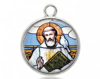 Saint Columbanus, Religious Medal, Religious Pendant, Catholic Medal, Catholic Gifts, Religious Gift, Christian Gifts, Saint Motorcyclists