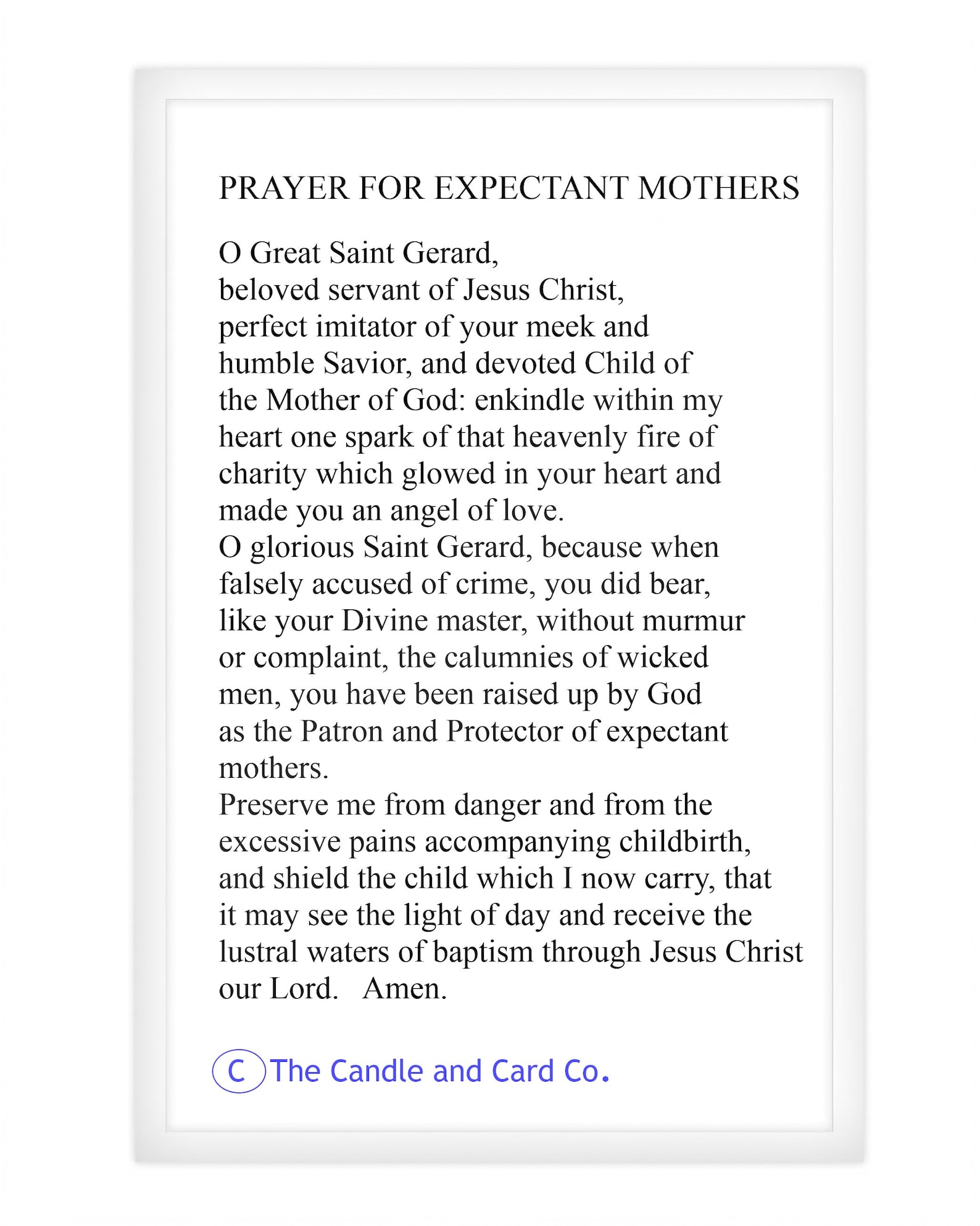 Saint Gerard Prayer Card Motherhood Expectant Mothers Etsy
