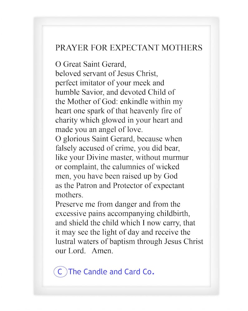 Saint Gerard Prayer Card Motherhood Expectant Mothers Etsy UK