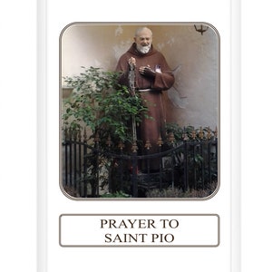 Sint Pio, Padre Pio, gebedskaart, patroonheilige, katholiek gebed, katholieke geschenken, religieuze geschenken, Pio van Pietrelcina, bevestigingscadeau,
