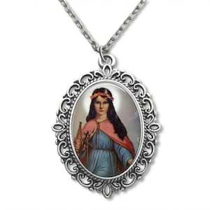 Ancienne Médaille Sainte Philomène - Vierge Et Martyre - Bronze Patine Verte - France