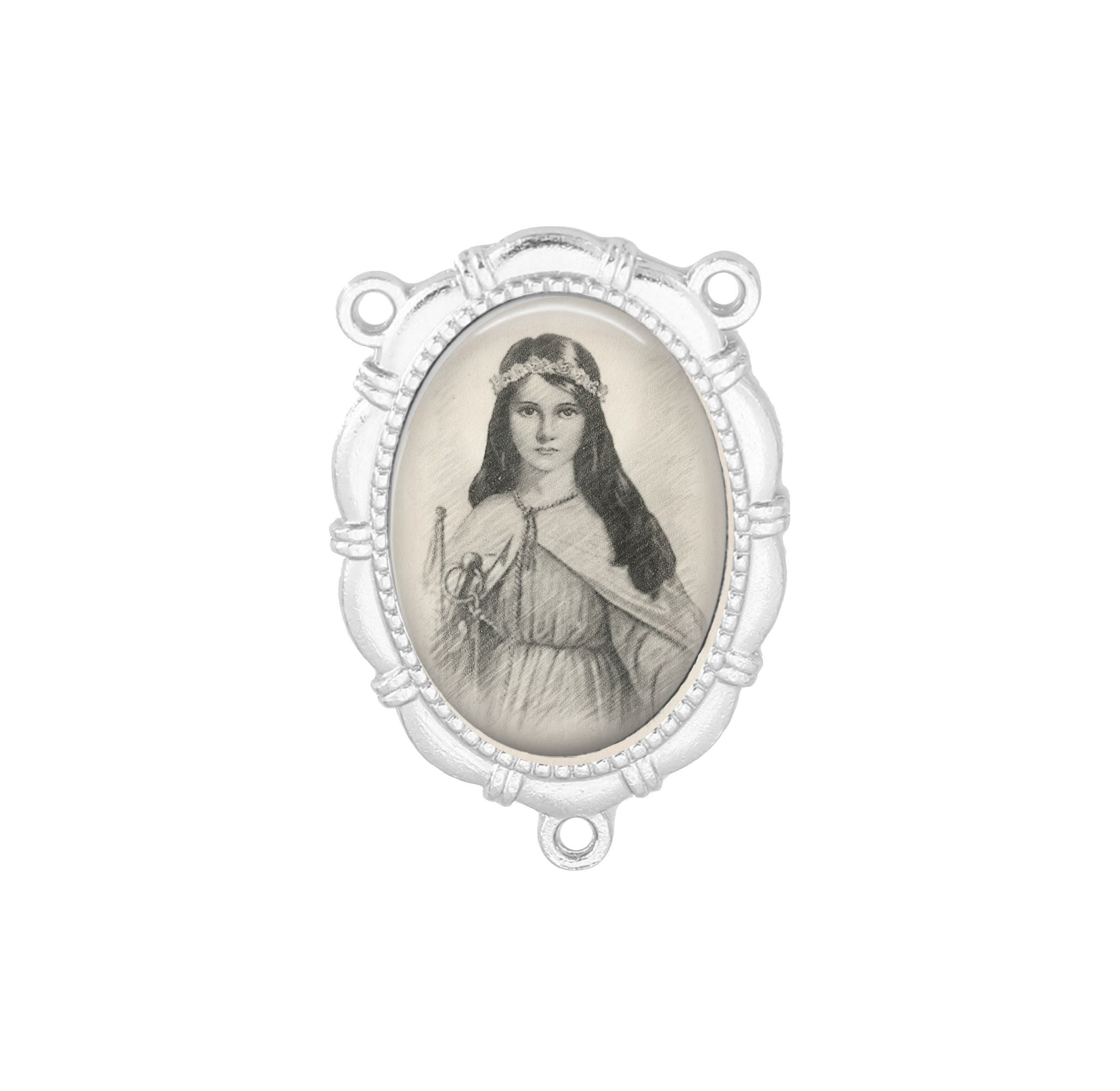 Centre Du Rosaire, St Philomène, Dessin de Portrait, Finition Or ou Argent