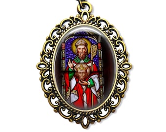 Saint Cuthbert Medal – Catholic Monk & Bishop Pendant – Patron of Northern England