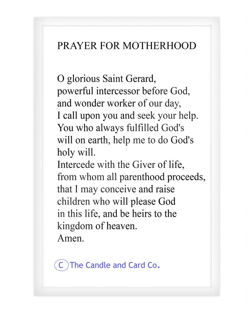 Saint Gerard Prayer Card Motherhood Expectant Mothers Etsy UK