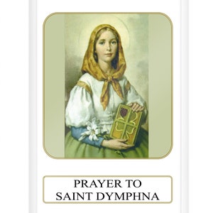 Heilige Dymphna, Gebedskaart, Heilige Dymphna, Heilige Depressie en geestelijke gezondheid, Katholiek cadeau, religieuze geschenken, Katholieke gebedskaart,