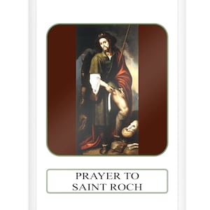 San Rocco, Preghiera per gli ammalati, Immagine di preghiera, Rocco, San Rocco, Regali cattolici, Regali cristiani, Religiosi, Preghiera cattolica
