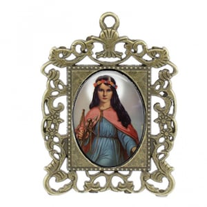 Rosary Center, St Philomena, Large Rosary Center, Antique Finish,  Ornate Frame Center piece, Custom Rosary Centers,