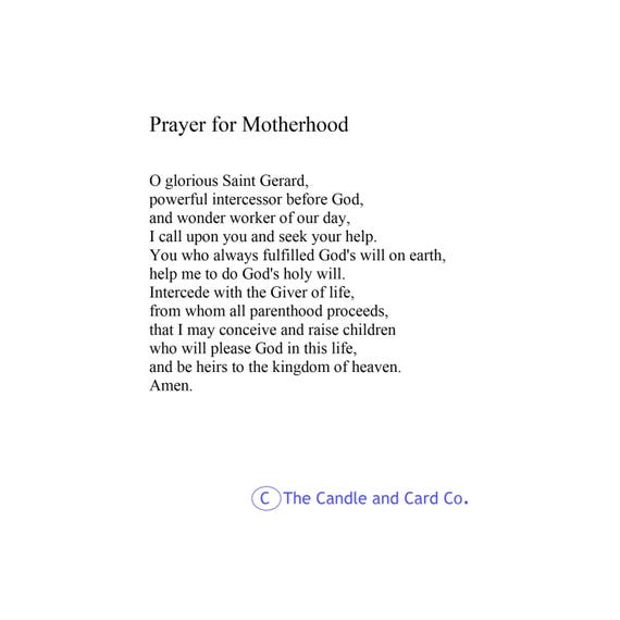 Saint Gerard Prayer Card Motherhood Expectant Mothers Etsy
