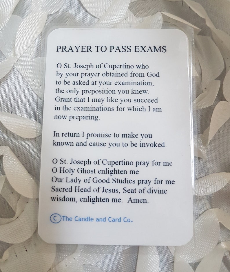 Prayer Card Exams Prayer Joseph Cupertino Inspirational Etsy UK