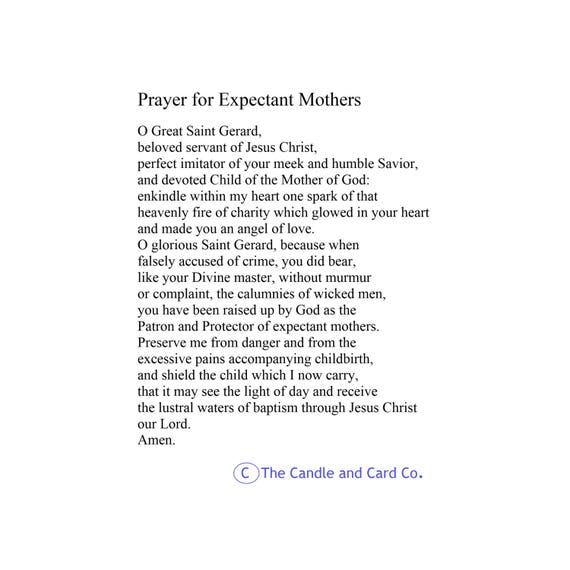 Saint Gerard Prayer Card Motherhood Expectant Mothers Etsy