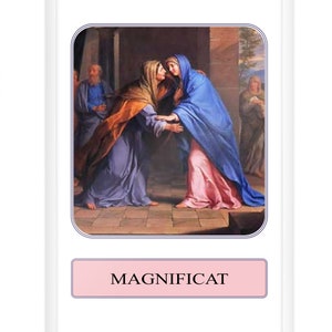 Estampa de oración, El Magnificat, Regalo católico, Oración religiosa, Regalo religioso, Regalo cristiano, Santísima Virgen, Virgen María, Estampa religiosa,