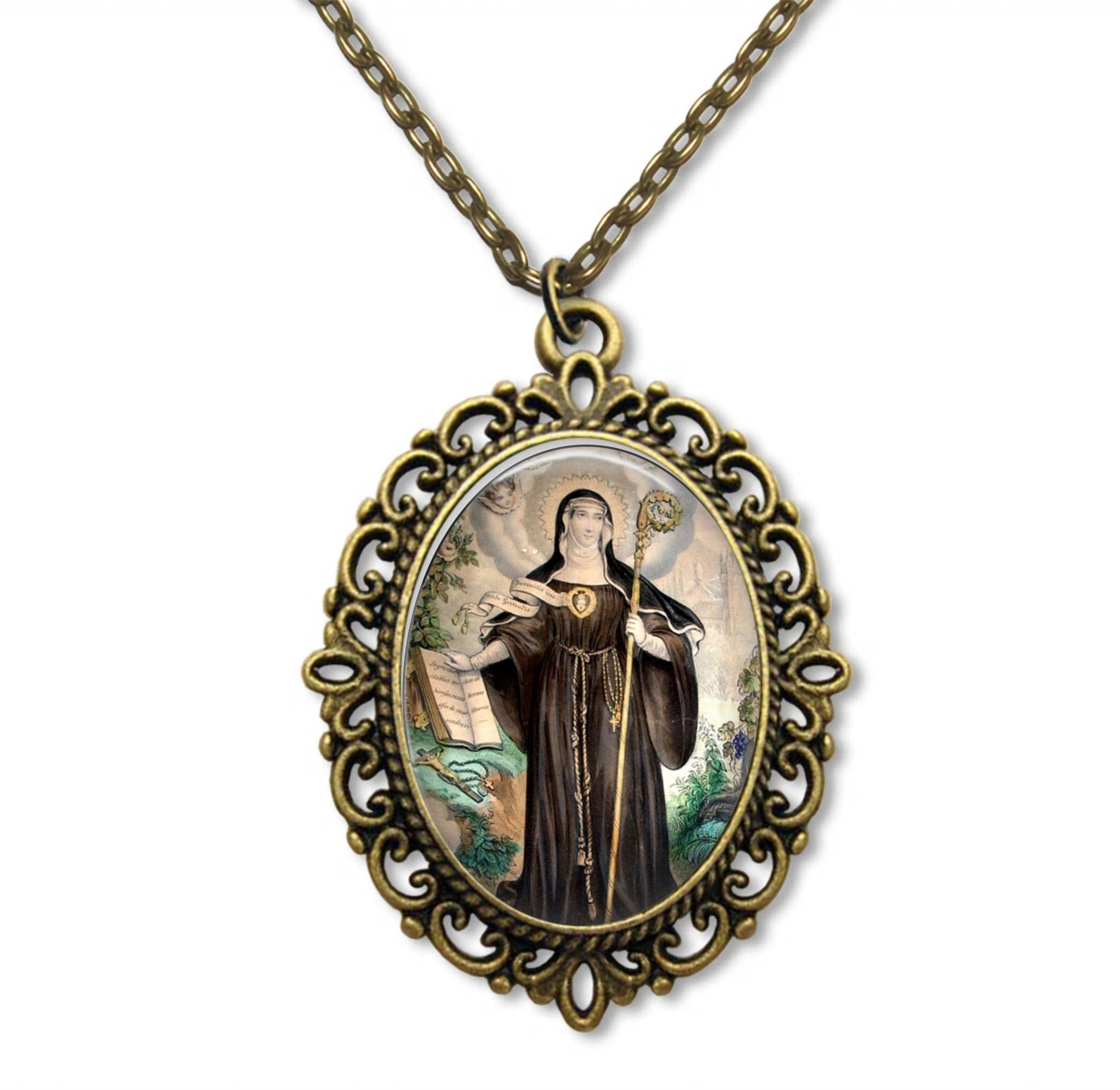 Sainte Gertrude, Médaille Religieuse, Catholique, Don Religieux, Sainte Cadeau de Confirmation, Comm