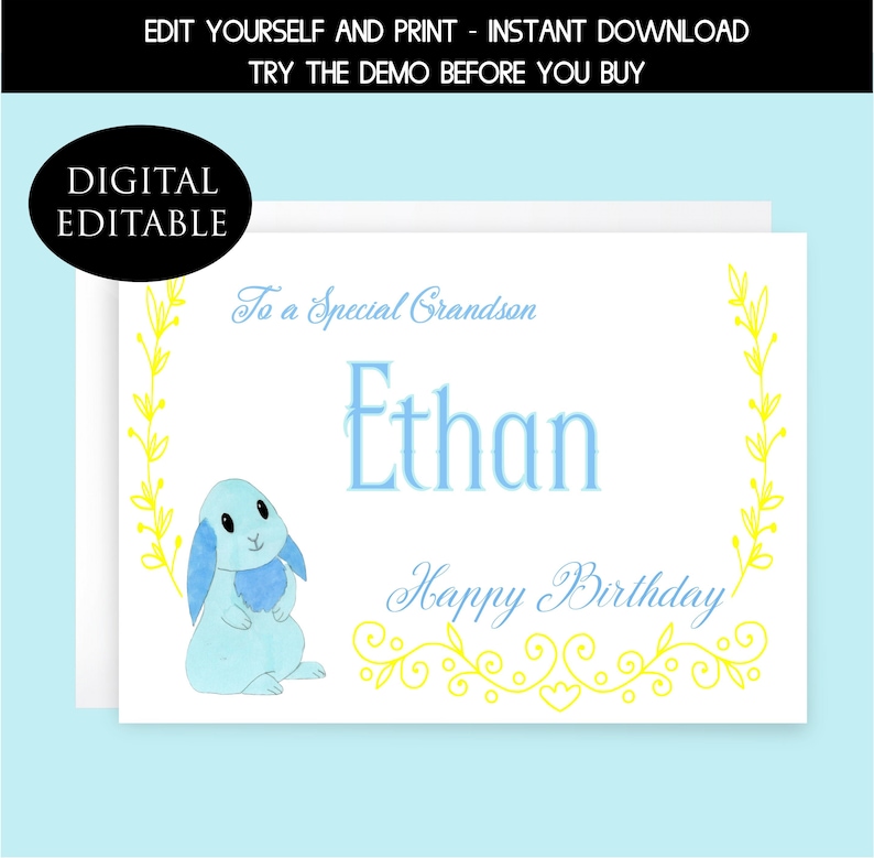 birthday card grandson grandson birthday card printable etsy
