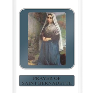 Sainte Bernadette, carte de prière, sainte Bernadette, Bernadette Lourdes, cadeau catholique,