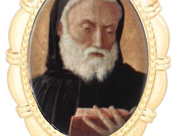 Rosary Center, Saint Benedict, St Benoit, Religious Gift, Gold or Silver Finish