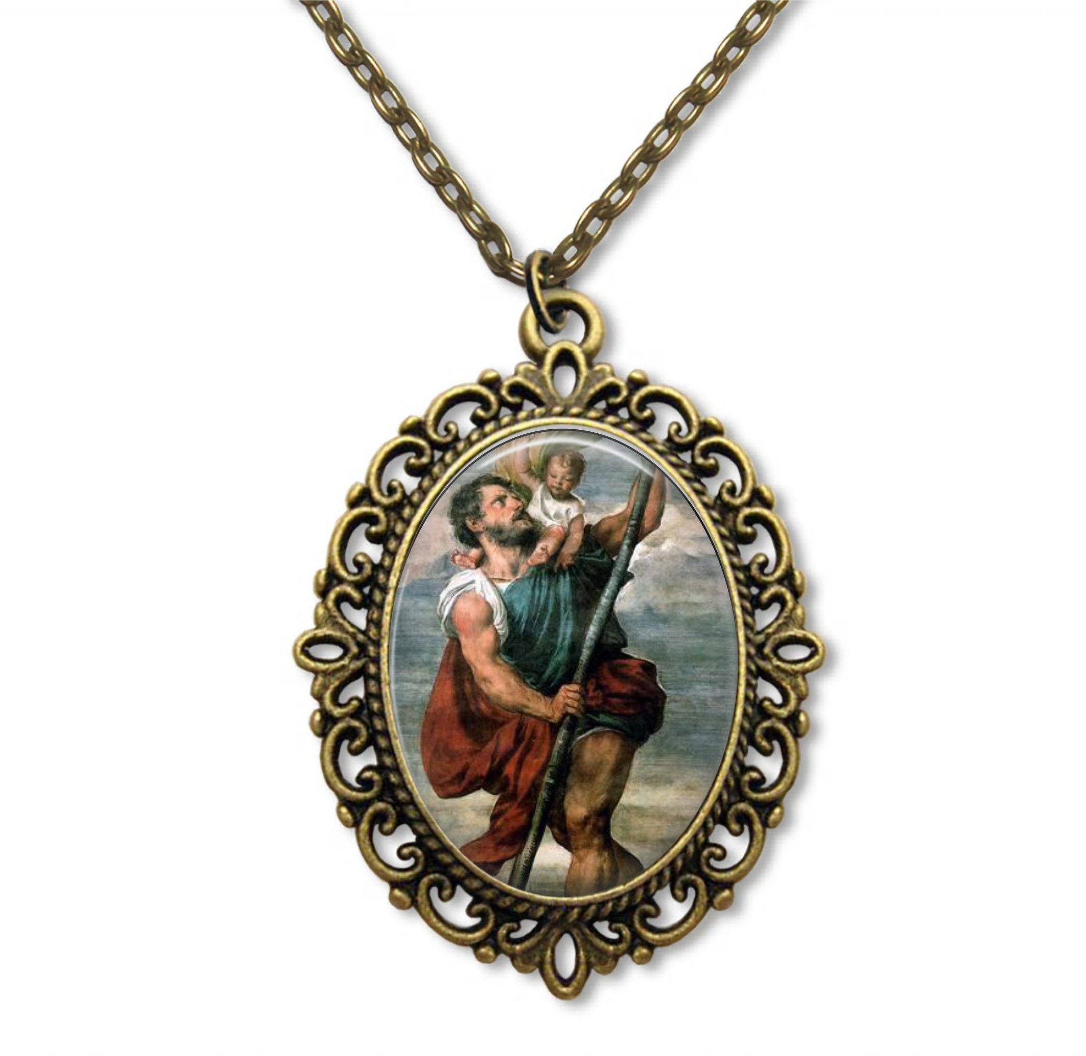 Saint Christophe, Médaille Religieuse, Saint Joaillerie, Collier, Patron Saint, Voyageurs, Charm, Ch