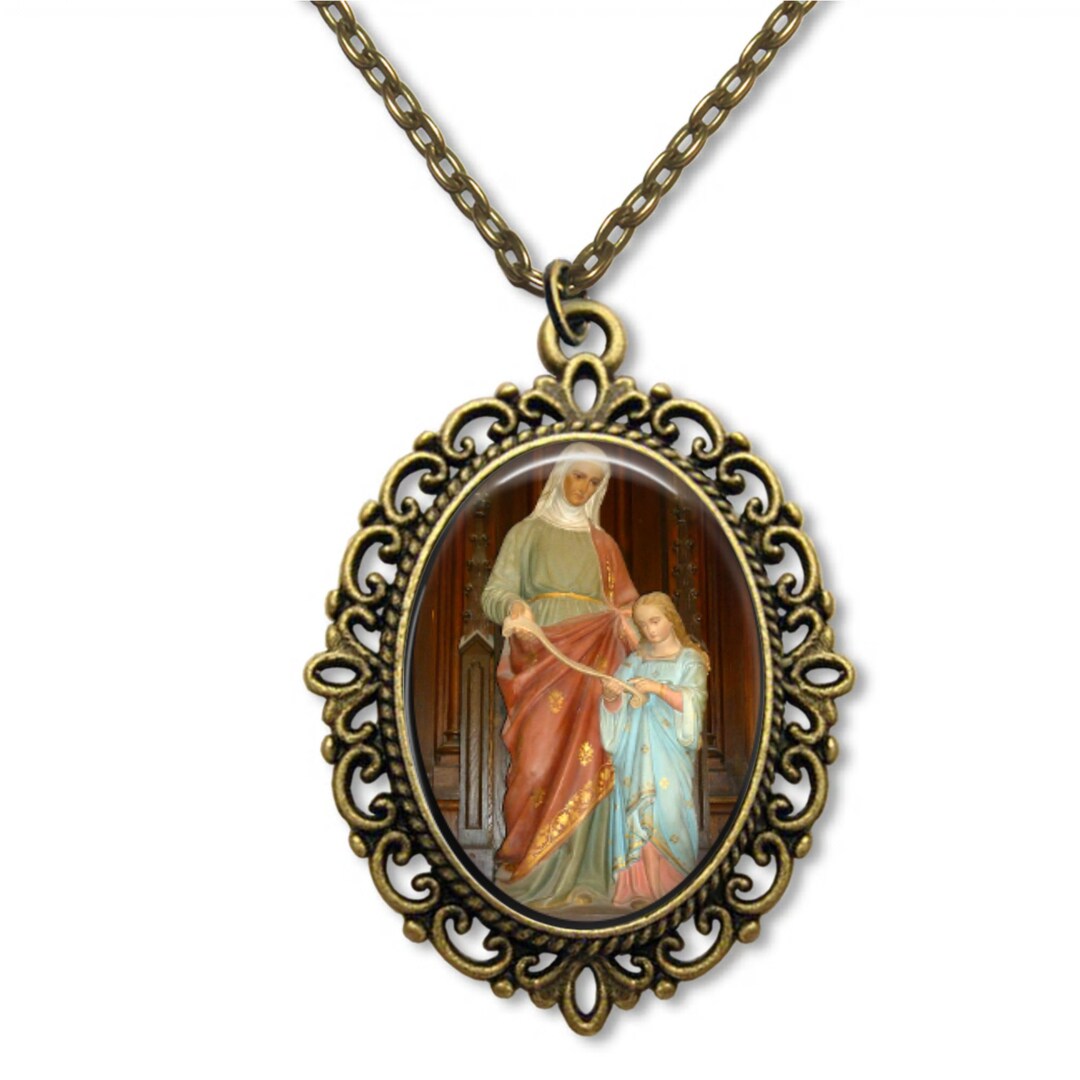 Saint Anne Religious Medal, Patron Saint of Families, Horse Riders