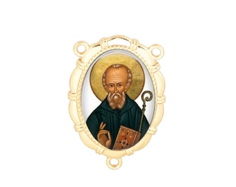 Rosary Center, St Columba, Gold or Silver Finish, Two Sizes