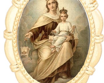 Rosary Center, Our Lady of Carmel, Gold or Silver Finish