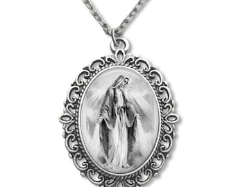 Miraculous Medal, Our Lady, Religious Medal, Catholic Medal, Blessed Mary Medal, Catholic Medals, Religious Gift, Portrait Drawing