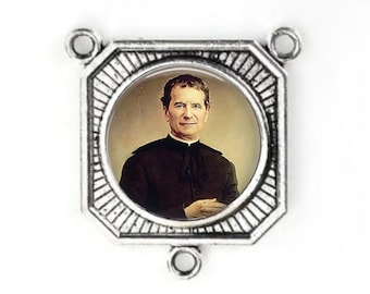 Rosary Center, Saint John Bosco, Large Rosary Center, Silver Finish, Rosary Parts,