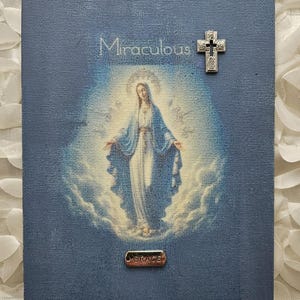 Our Lady Miraculous Art Print, Our Lady of Grace, Handcrafted Mixed Media Religious Icon Art Canvas, OOAK