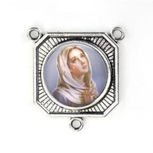 Rosary Center, Our Lady of Sorrows, Large Rosary Center, Silver Finish, Rosary Parts,