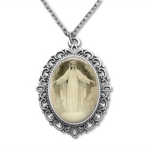 Our Lady Medjugorje, Religious Medal, Catholic Gift, Catholic Medal, Catholic Jewelry, Portrait Drawing, Blessed Mary Medal, Catholic Art