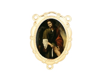 Rosary Center, St Roch, Saint Roch, Gold or Silver Finish